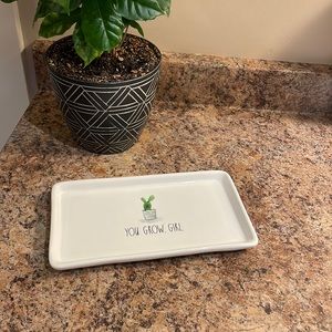 Rae Dunn You Grow, Girl White with Cactus Icon Tray